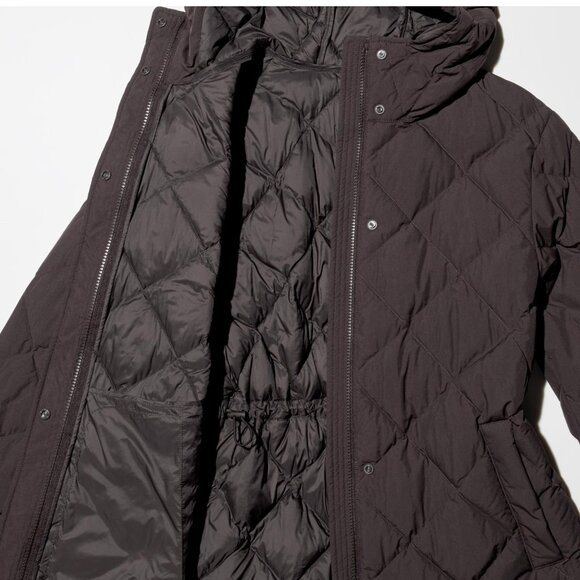 Uniqlo Puffer “Pufftech” Long Coat PUFFTECH LONG COAT  -NWT Small Brown - Picture 9 of 11